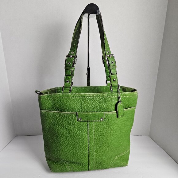 Coach Hamilton Pebbled Leather (Project) Tote Bag Lime Green F13089 AS IS - Picture 1 of 16